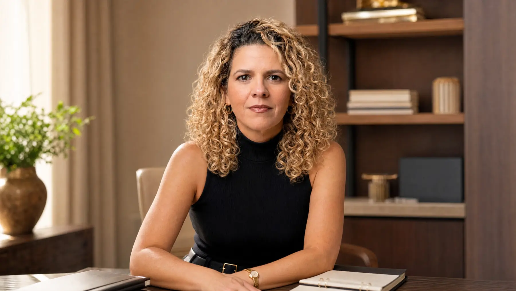 Retrato profissional de Luh Carvalho usando roupa preta